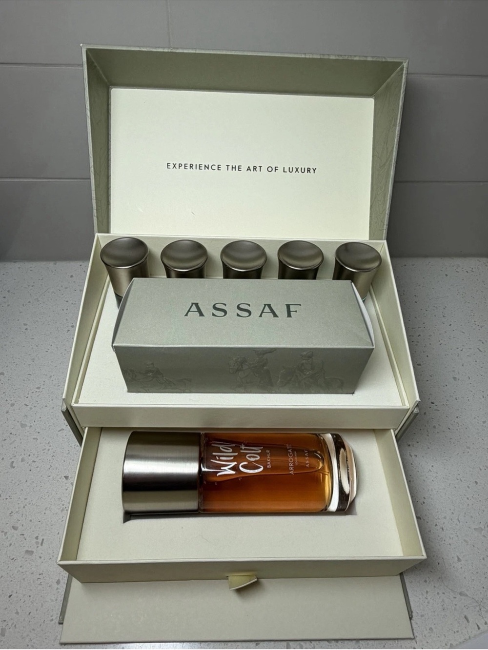 Assaf Perfume set, the Wild Colt Bakhur Collection arrogate pink blue comete